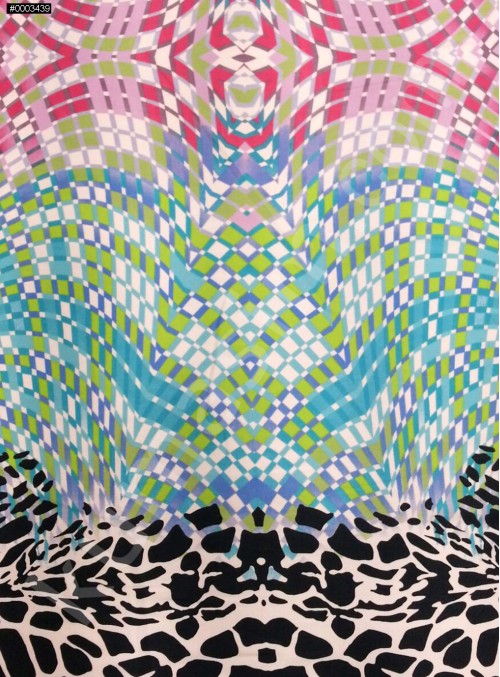 Çok Renkli ve Çok Desenli Polyester Empirme Saten Kumaş - G025