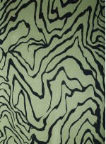 Çizgi Desenli Yeşil İpek Empirme Saten Kumaş - G056